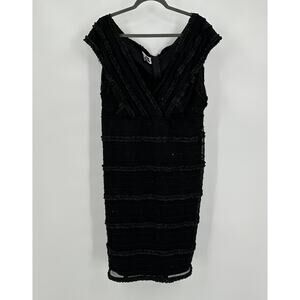 Tadashi Too Womens Midi Dress Size 20 Black Ruffle Fairy Grunge Goth Whimsigoth